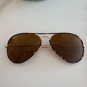 Ray-Ban Gold Brown Aviator Sunglasses